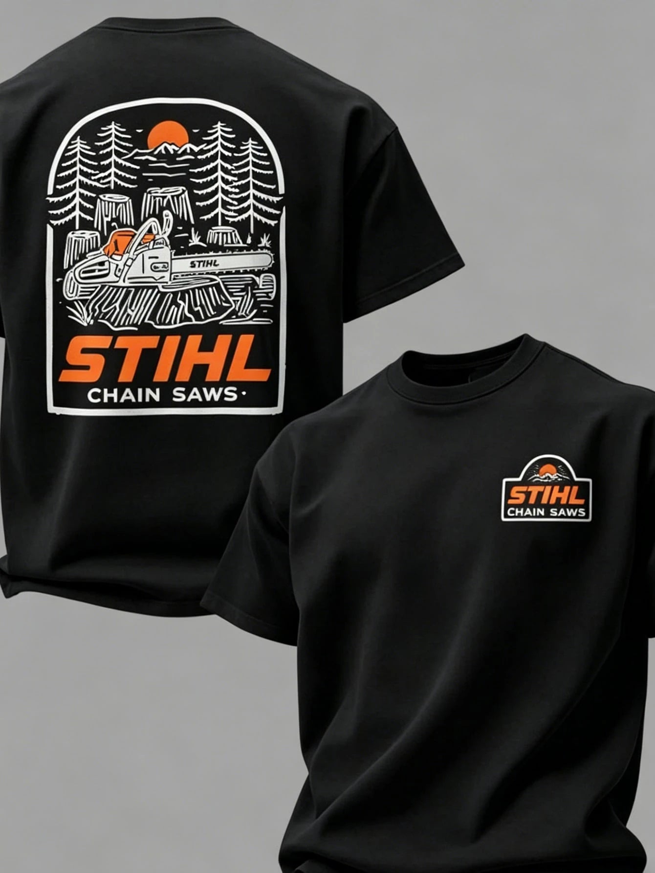 STIHL Into The Woods T-Shirt, STIHL Chainsaw Graphic Tee, Logger Lumberjack Workwear Shirt, Outdoor Woodworker Graphic T-Shirt, Forestry Logging Work Shirt, Unisex Outdoor Workwear Tee